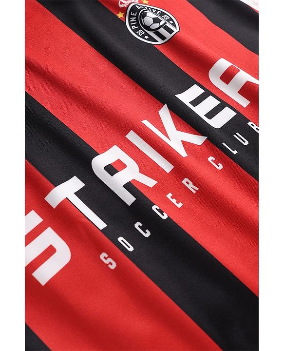 Pine Active Knit Half Sleeves Striped T-Shirt With Text Print - Red & Black