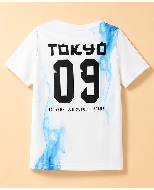 Pine Active Knit Half Sleeves T-Shirt With Text Print at Front & Back - White