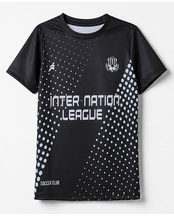 Pine Active Knit Half Sleeves T-Shirt Text Print - Black