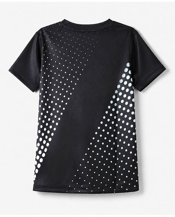 Pine Active Knit Half Sleeves T-Shirt Text Print - Black