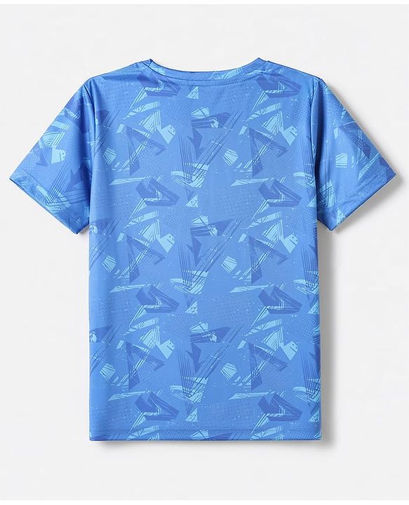 Pine Active Knit Half Sleeves T-Shirt With Text Print - Blue