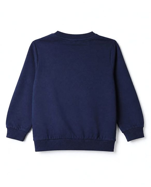 Babyhug 100% Cotton Knit Sweatshirt with Full Sleeves & Soccer Print - Navy Blue