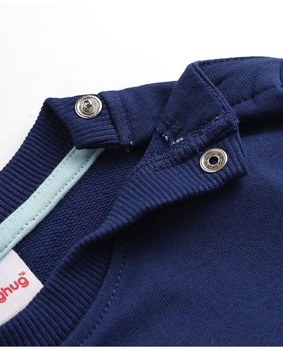 Babyhug 100% Cotton Knit Sweatshirt with Full Sleeves & Soccer Print - Navy Blue