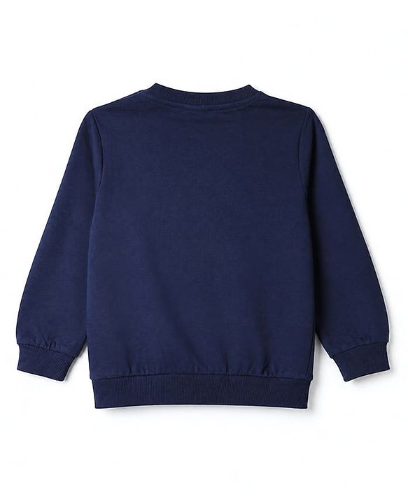 Babyhug 100% Cotton Knit Sweatshirt with Full Sleeves & Soccer Print - Navy Blue