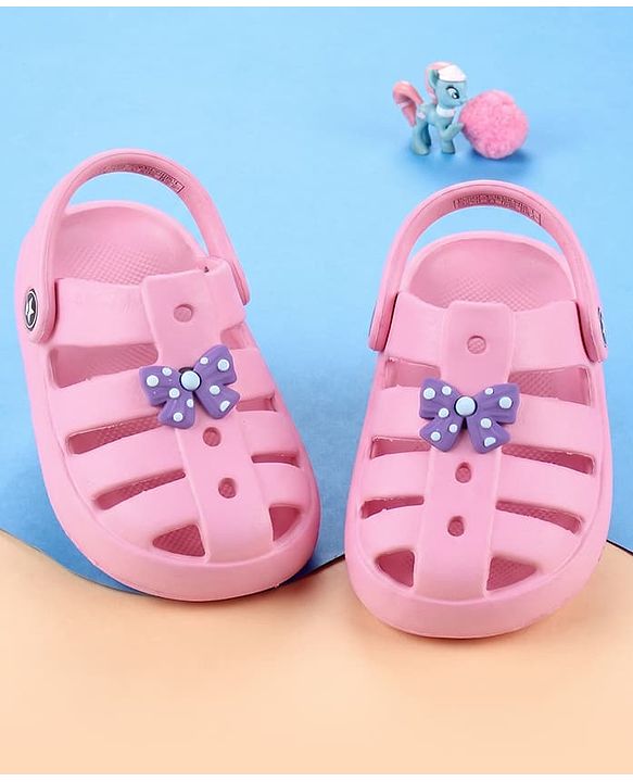 Cute Walk by Babyhug Back Strap Closure Clogs With Bow Applique - Pink