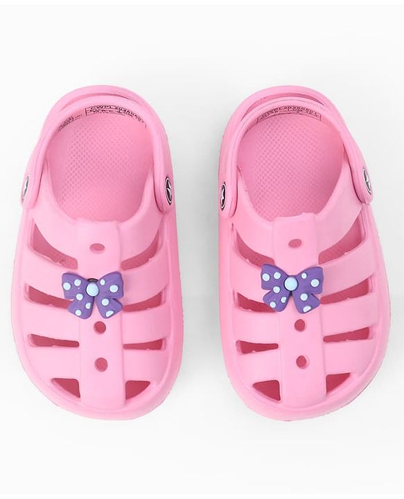Cute Walk by Babyhug Back Strap Closure Clogs With Bow Applique - Pink