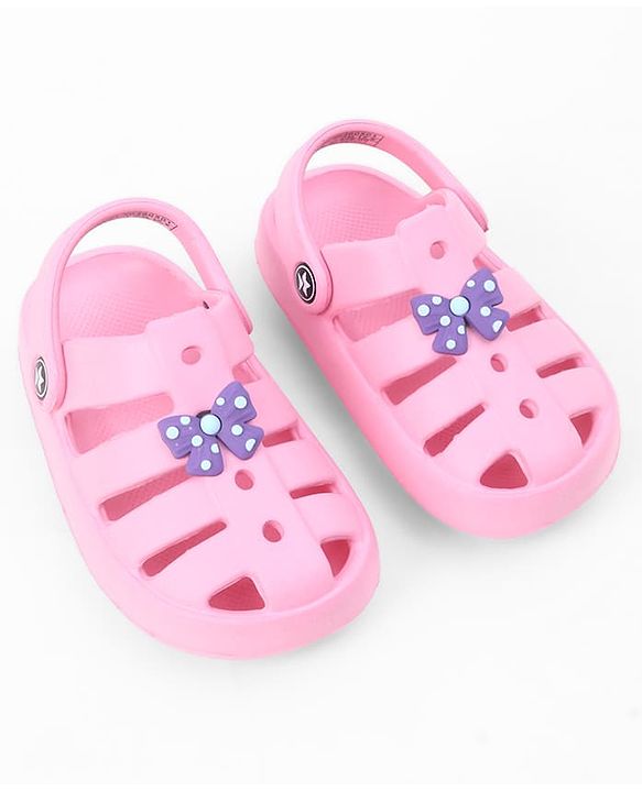 Cute Walk by Babyhug Back Strap Closure Clogs With Bow Applique - Pink