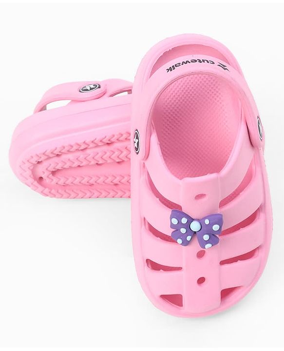 Cute Walk by Babyhug Back Strap Closure Clogs With Bow Applique - Pink