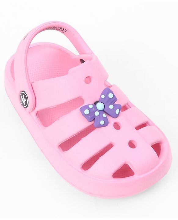 Cute Walk by Babyhug Back Strap Closure Clogs With Bow Applique - Pink