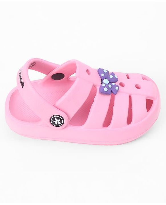 Cute Walk by Babyhug Back Strap Closure Clogs With Bow Applique - Pink