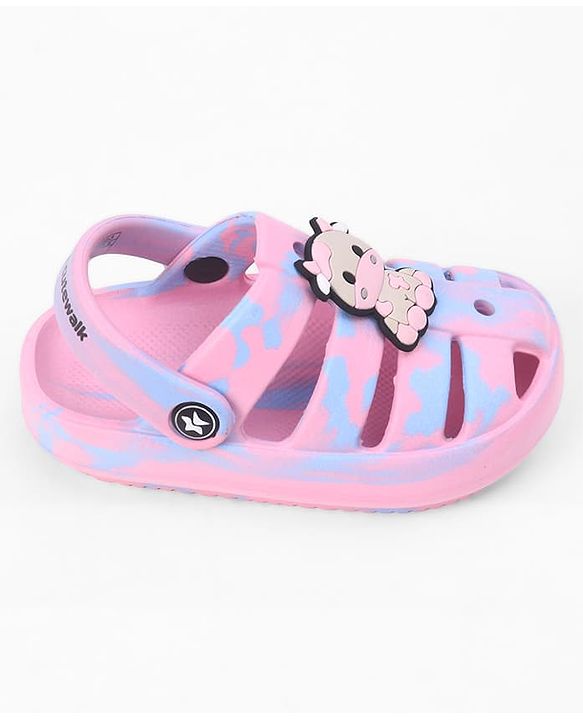 Cute Walk by Babyhug Back Strap Closure Clogs With Cow Applique - Pink