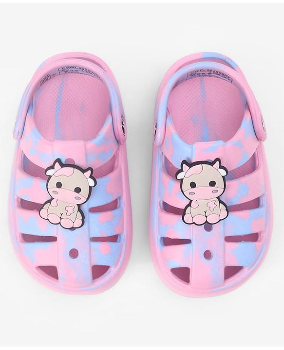 Cute Walk by Babyhug Back Strap Closure Clogs With Cow Applique - Pink