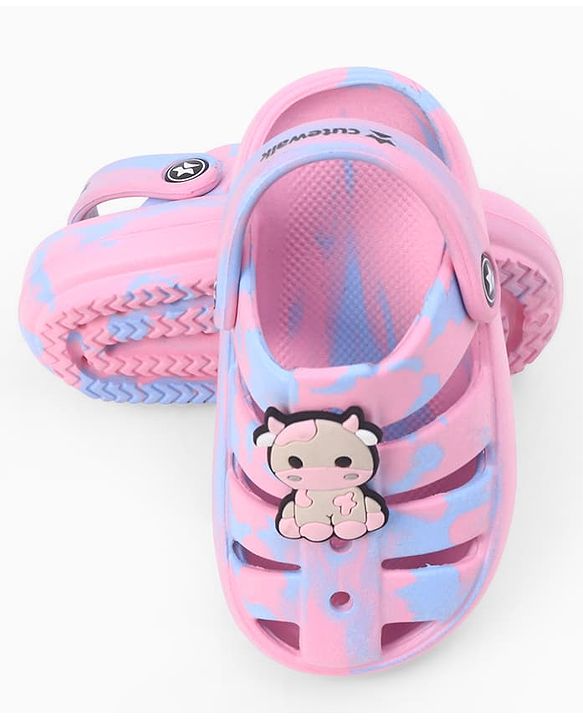 Cute Walk by Babyhug Back Strap Closure Clogs With Cow Applique - Pink