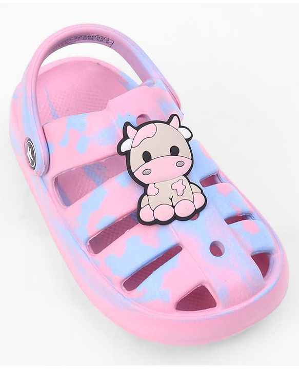 Cute Walk by Babyhug Back Strap Closure Clogs With Cow Applique - Pink