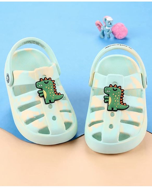 Cute Walk by Babyhug Back Strap Closure Clogs With Dino Applique - Mint