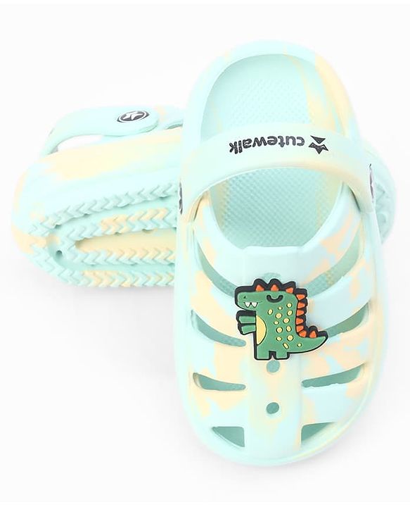 Cute Walk by Babyhug Back Strap Closure Clogs With Dino Applique - Mint
