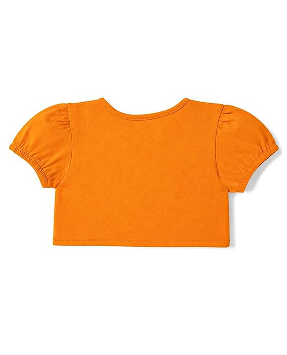 Babyhug 100% Cotton Woven Half Sleeves Floral Printed Frock With Shrug - Orange