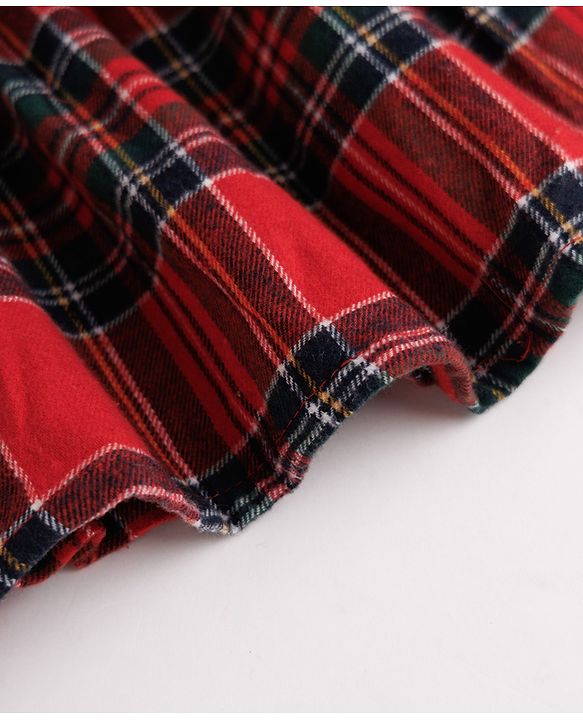 Babyhug Woven Full Sleeves Checked Frock With Bow Applique - Red