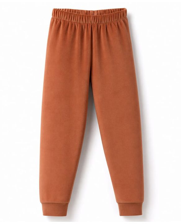 Babyhug Velour Knit Full Sleeves Text & Floral Printed Winter Wear Suit - Rust Orange