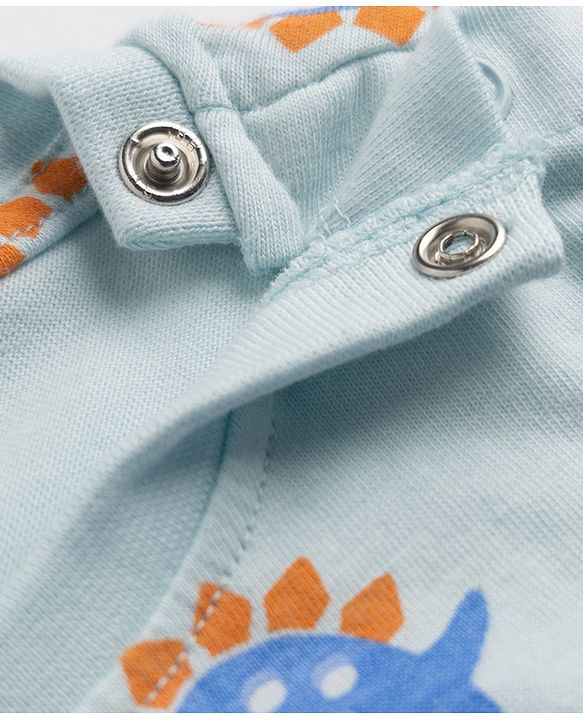 Babyhug 100% Cotton Knit Full Sleeves Co-Ords T-Shirt & Pyjama Night Suit with Tortoise Print - Aqua Blue