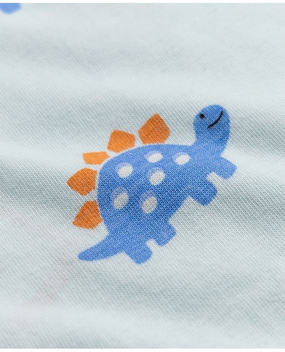 Babyhug 100% Cotton Knit Full Sleeves Co-Ords T-Shirt & Pyjama Night Suit with Tortoise Print - Aqua Blue