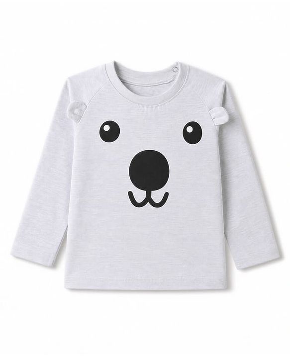 Babyhug 100% Cotton Knit Full Sleeves T-Shirt & Pyjama Night Suit with Bear Print - Grey & Red