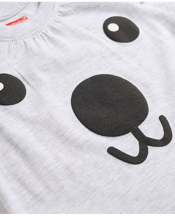Babyhug 100% Cotton Knit Full Sleeves T-Shirt & Pyjama Night Suit with Bear Print - Grey & Red