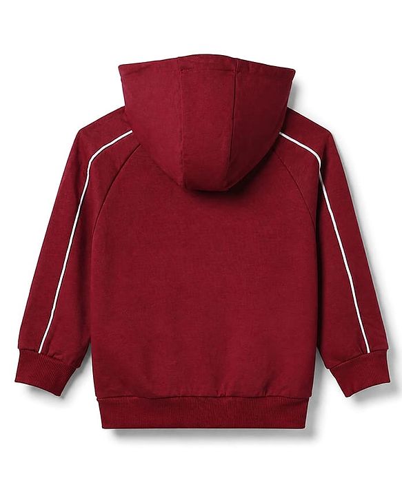 Babyhug 100% Cotton Knit Full Sleeves Hooded Sweatjackets with Raglan Sleeves and New York Athletic Dept. Champions Text Print - Maroon