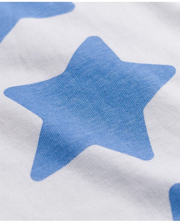 Babyhug 100% Cotton Knit Full Sleeves Co-Ords T-Shirt & Pyjama Night Suit with Star Print - Blue