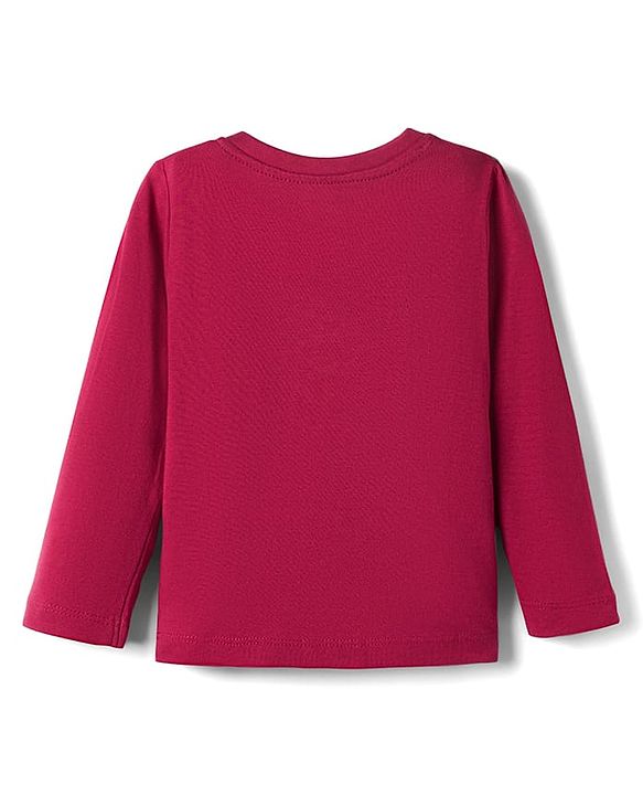Babyhug 100% Cotton Knit Full Sleeves T-Shirts & Pajama Night Suit with Bunny Print - Maroon