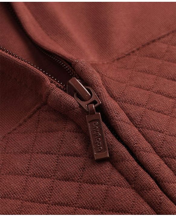 Babyhug 100% Cotton Knit Front Open Heavy Gauge Warm Quilted Full Sleeves Hooded Sweat Jacket With Tiger Patch - Brown