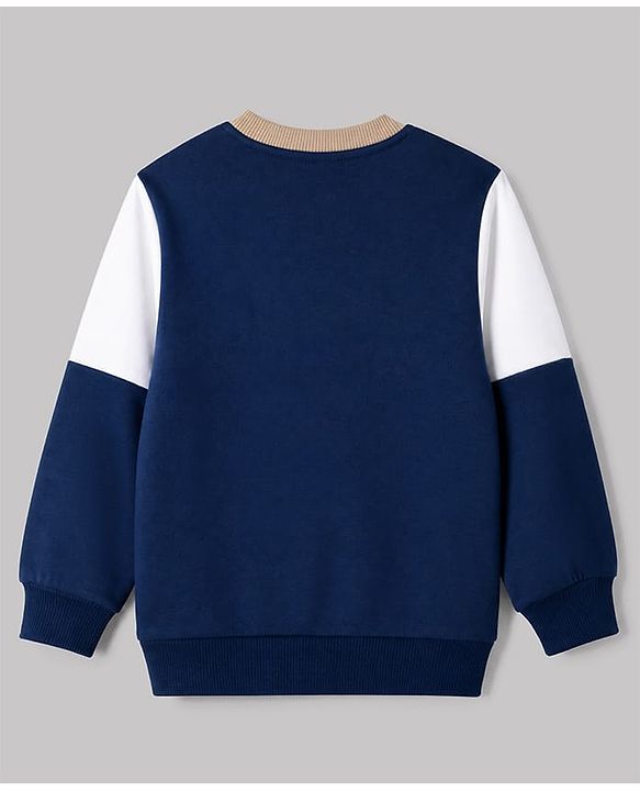 Babyhug Heavy Gauge 100% Cotton Knit Sweatshirt with Full Sleeves and Cool Kids Print - Navy Blue