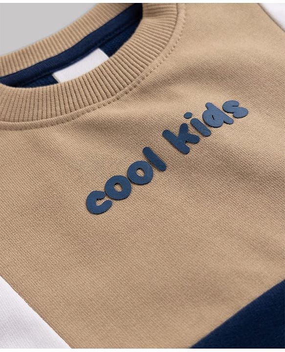 Babyhug Heavy Gauge 100% Cotton Knit Sweatshirt with Full Sleeves and Cool Kids Print - Navy Blue