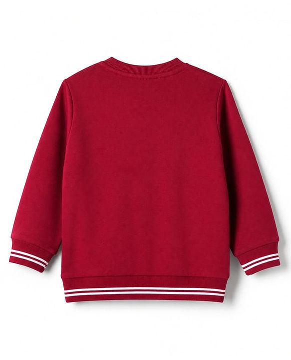 Babyhug Heavy Gauge 100% Cotton Knit Sweatshirt with Full Sleeves and Champion Text Print - Red