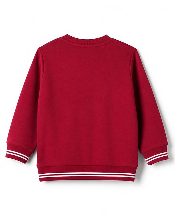 Babyhug Heavy Gauge 100% Cotton Knit Sweatshirt with Full Sleeves and Champion Text Print - Red