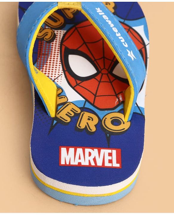 Cute Walk by Babyhug Marvel Slip On Flip Flops with Spider Man Print -  Blue
