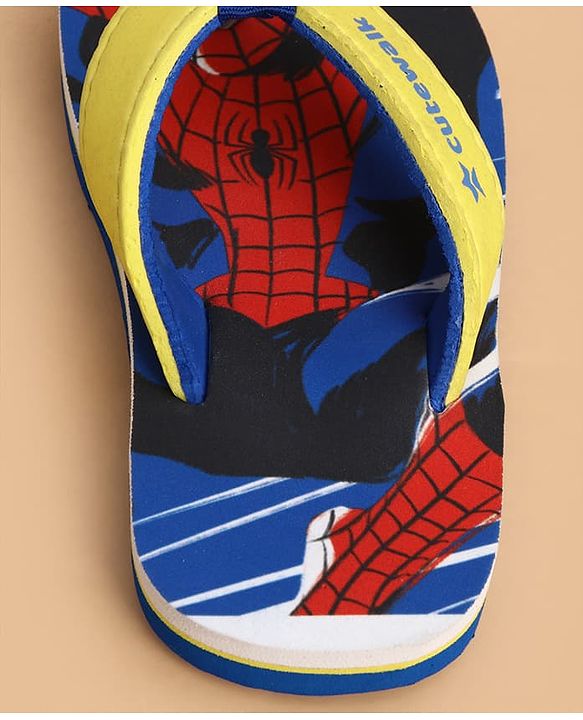 Cute Walk by Babyhug Marvel Slip On Flip Flops with Spider Man Print - Yellow