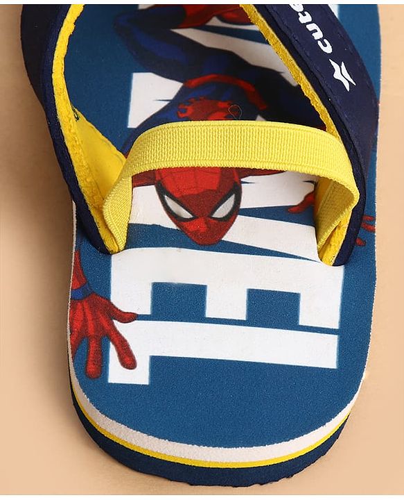 Cute Walk by Babyhug Marvel Slip On Flip Flops with Spider Man Print - Blue
