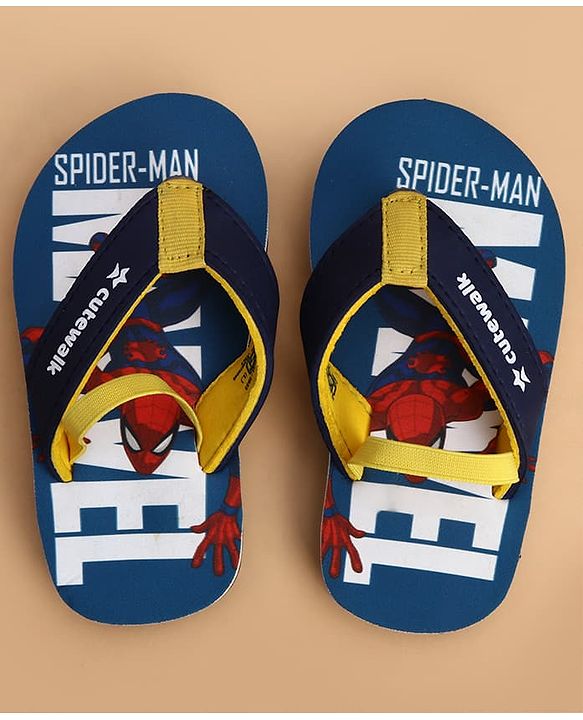 Cute Walk by Babyhug Marvel Slip On Flip Flops with Spider Man Print - Blue