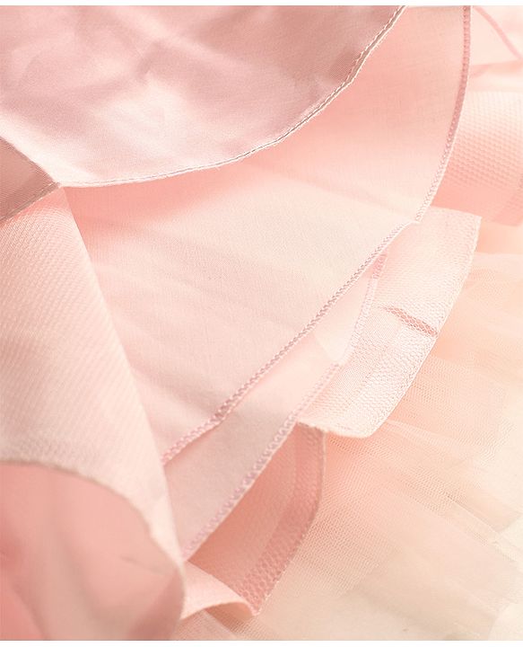 Babyhug Mesh Woven Sleeveless Butterfly & Floral Sequinned Party Frock With Bow Applique - Pink