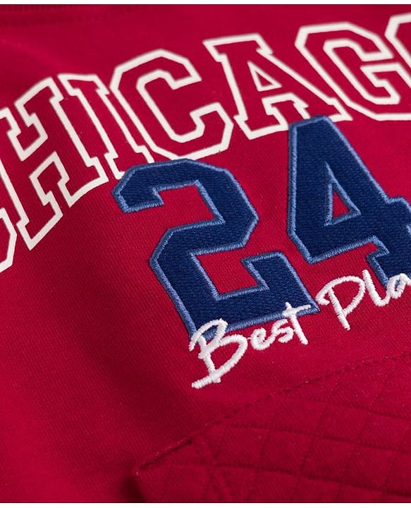 Babyhug Heavy Gauge 100% Cotton Knit Sweatshirt with Full Raglan Sleeves & Chicago Text Print - Red