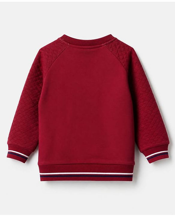 Babyhug Heavy Gauge 100% Cotton Knit Sweatshirt with Full Raglan Sleeves & Chicago Text Print - Red