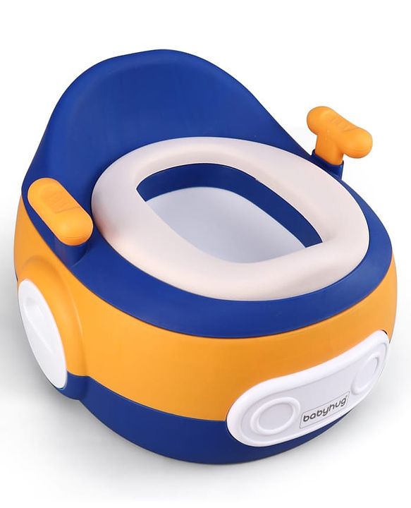 Babyhug 3-In-1 Baby Toilet Training Seat with Anti-Slip Pads - Blue Orange| Removable Potty Pot| Potty Training Seat| Potty Seat Potty Chair & Step Stool| for Kids 1-5 Years
