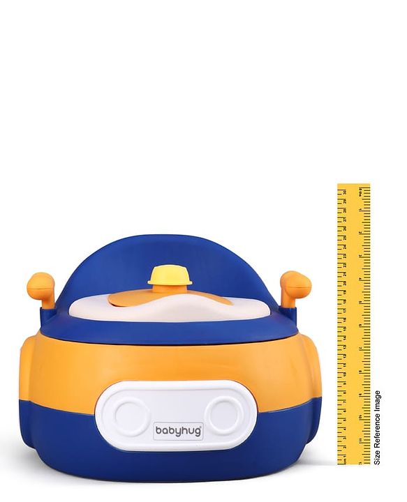 Babyhug 3-In-1 Baby Toilet Training Seat with Anti-Slip Pads - Blue Orange| Removable Potty Pot| Potty Training Seat| Potty Seat Potty Chair & Step Stool| for Kids 1-5 Years