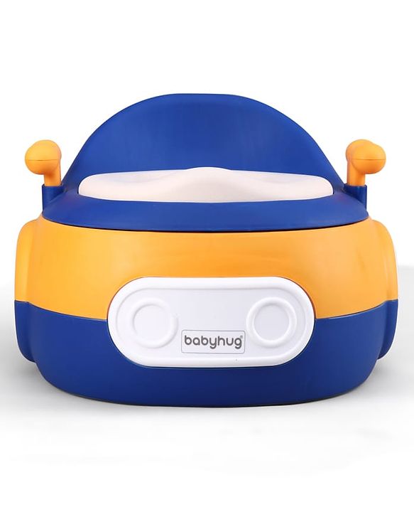 Babyhug 3-In-1 Baby Toilet Training Seat with Anti-Slip Pads - Blue Orange| Removable Potty Pot| Potty Training Seat| Potty Seat Potty Chair & Step Stool| for Kids 1-5 Years