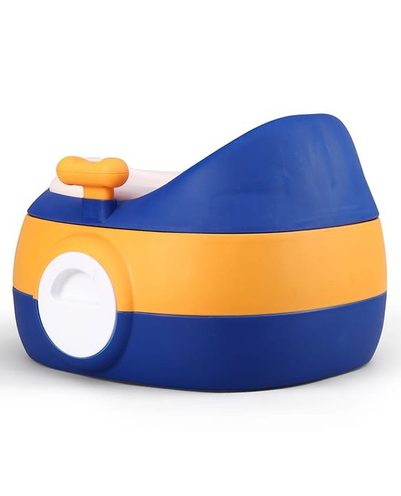 Babyhug 3-In-1 Baby Toilet Training Seat with Anti-Slip Pads - Blue Orange| Removable Potty Pot| Potty Training Seat| Potty Seat Potty Chair & Step Stool| for Kids 1-5 Years