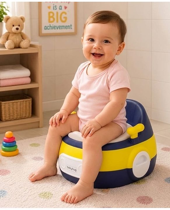 Babyhug 3-In-1 Baby Toilet Training Seat with Anti-Slip Pads - Blue Yellow| Removable Potty Pot| Potty Training Seat| Potty Seat Potty Chair & Step Stool| for Kids 12 months - 5 Years