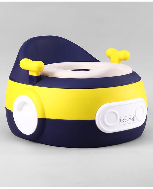 Babyhug 3-In-1 Baby Toilet Training Seat with Anti-Slip Pads - Blue Yellow| Removable Potty Pot| Potty Training Seat| Potty Seat Potty Chair & Step Stool| for Kids 12 months - 5 Years