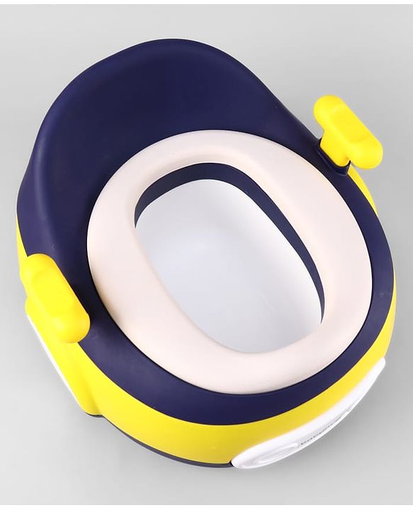 Babyhug 3-In-1 Baby Toilet Training Seat with Anti-Slip Pads - Blue Yellow| Removable Potty Pot| Potty Training Seat| Potty Seat Potty Chair & Step Stool| for Kids 12 months - 5 Years