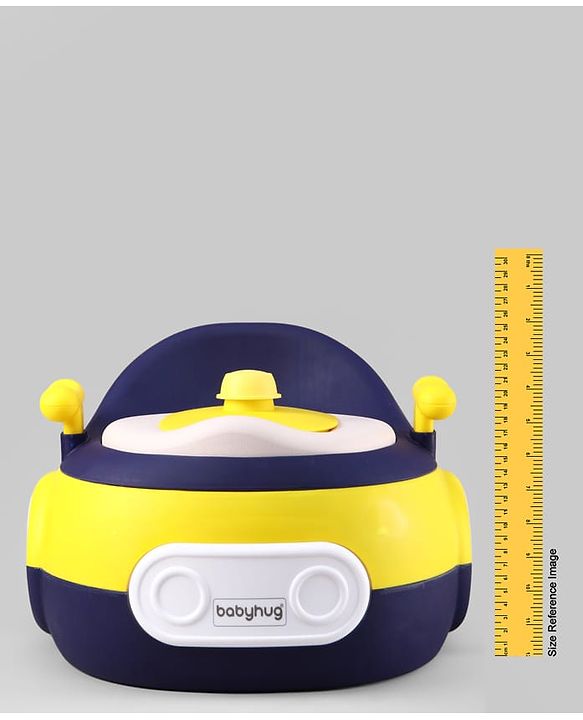 Babyhug 3-In-1 Baby Toilet Training Seat with Anti-Slip Pads - Blue Yellow| Removable Potty Pot| Potty Training Seat| Potty Seat Potty Chair & Step Stool| for Kids 12 months - 5 Years